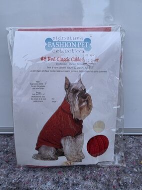 Signature Fashion Pet Collection Red Classic Cable Dog Sweater Brand New In Pkg